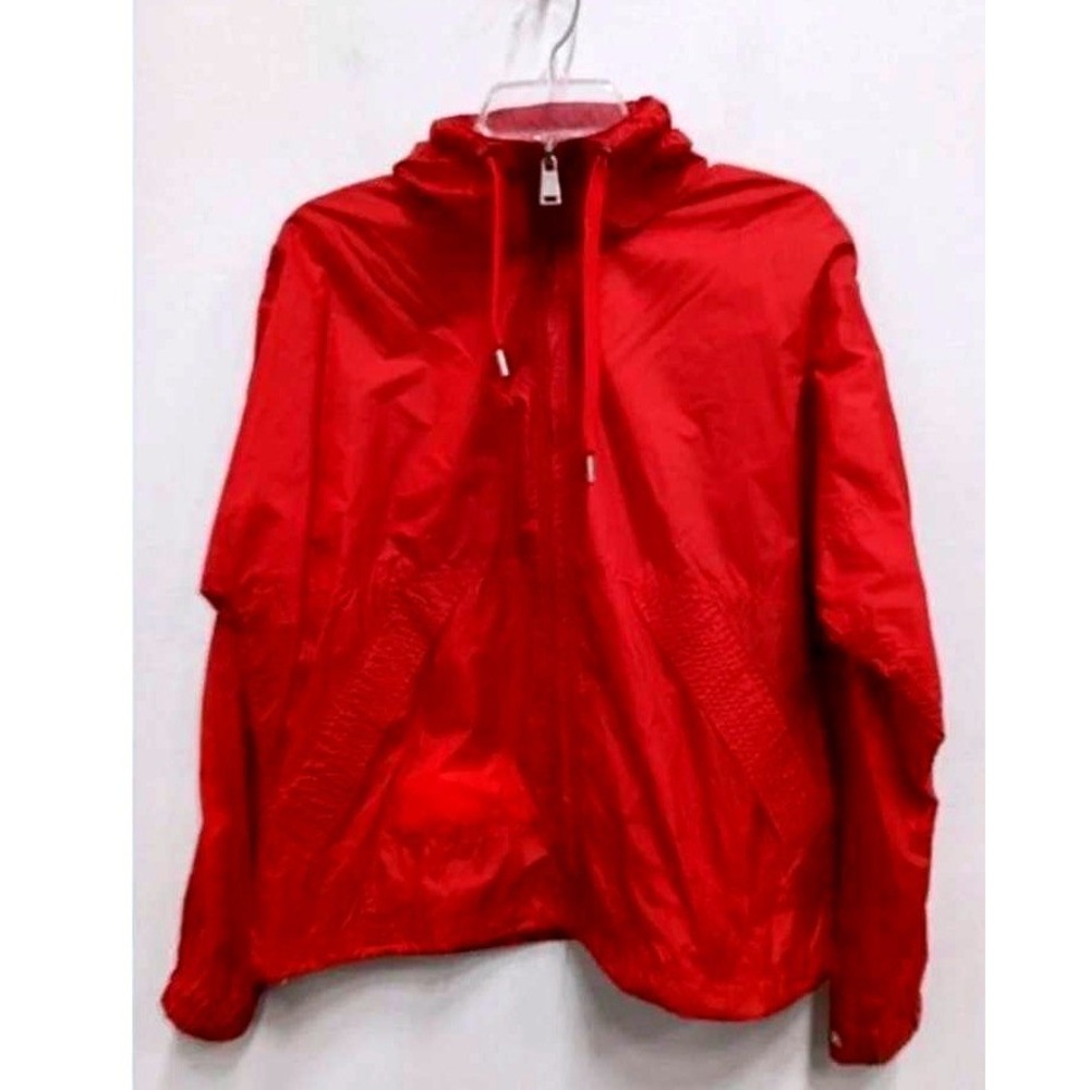 Lauren Ralph Lauren Windbreaker Jacket Womens Large Red Hooded Full Zip Active